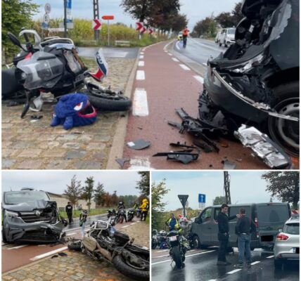 Drie motorrijders van Pluche Patrol zwaargewond na botsing in Dentergem: “We waren op het verkeerde moment op de verkeerde plaats”