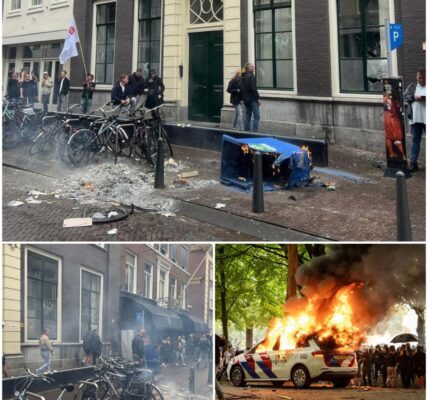 Relschoppers van Malieveld hebben na afloop het D66-kantoor flink onder handen genomen
