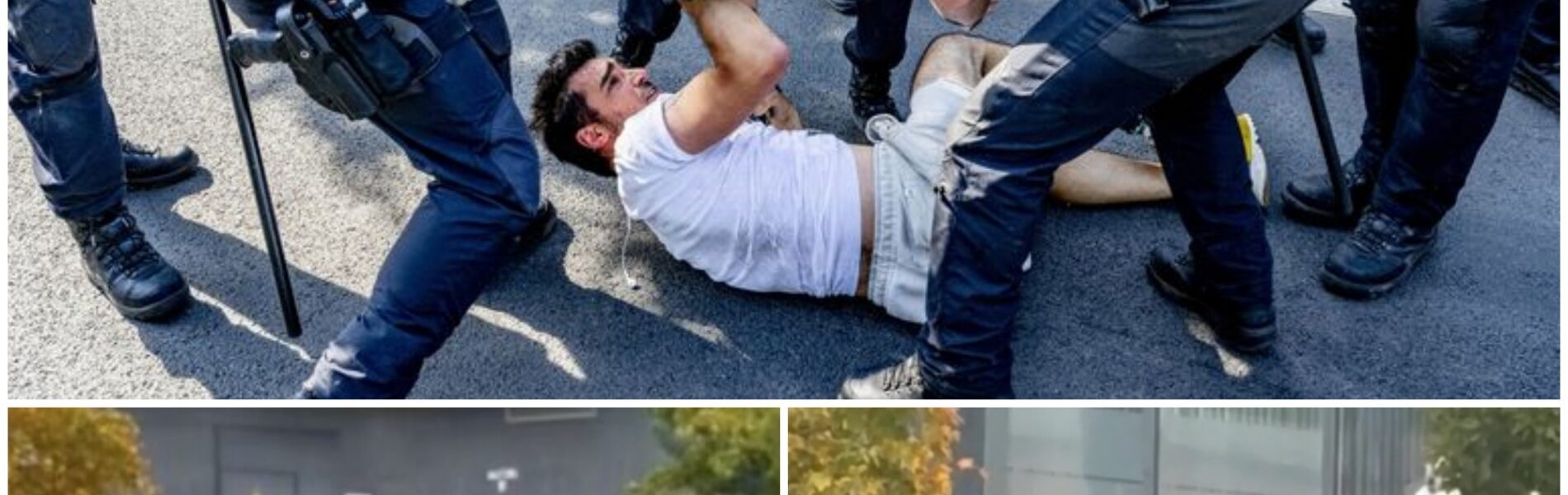 Relschopper gooit steen op politie, wordt overreden, broekt zakt af en schuurt met pieI3muis over de grond