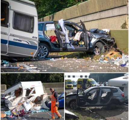 Enorme ravage op de A28: auto met caravan crasht, twee zwaargewonden en nog onduidelijk over overige slachtoffers, snelweg bij Staphorst afgesloten.