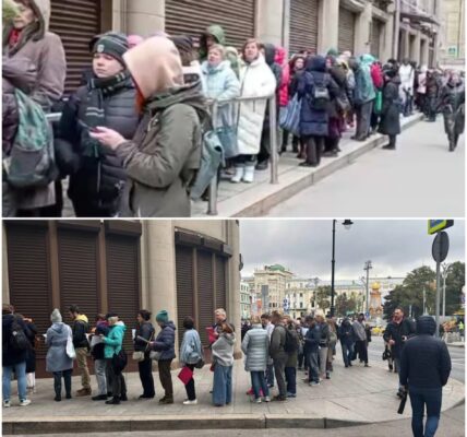 Kijk goed naar deze foto uit Moskou: het lijkt een gewone wachtrij, maar is stiekem het grootste protest tegen Poetin in maanden