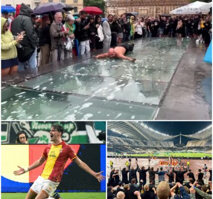 Van tribune naar waterglijbaan: Go Ahead Eagles-fan zorgt voor hilarisch moment in Athene